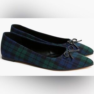 J Crew Black Watch Plaid Pointed
Toe Bow Flats